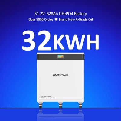 Solar System Lithium Ion Battery 51.2V Lifepo4 Battery 600Ah 628Ah 30kWh 32kWh Home Solar Battery