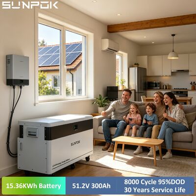 SUNPOK Touchable Screen 15KWH Power 51.2V 300AH LiFePo4 Battery 48V Lithium Batteries Home Solar Energy Storage System