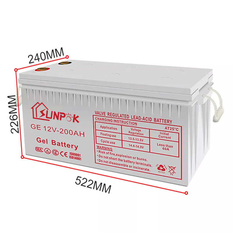 Геля цикла стойкости батареи геля цикла Sunpok 12V батареи 12v 200ah 250ah глубокого солнечного глубокого свинцовокислотные