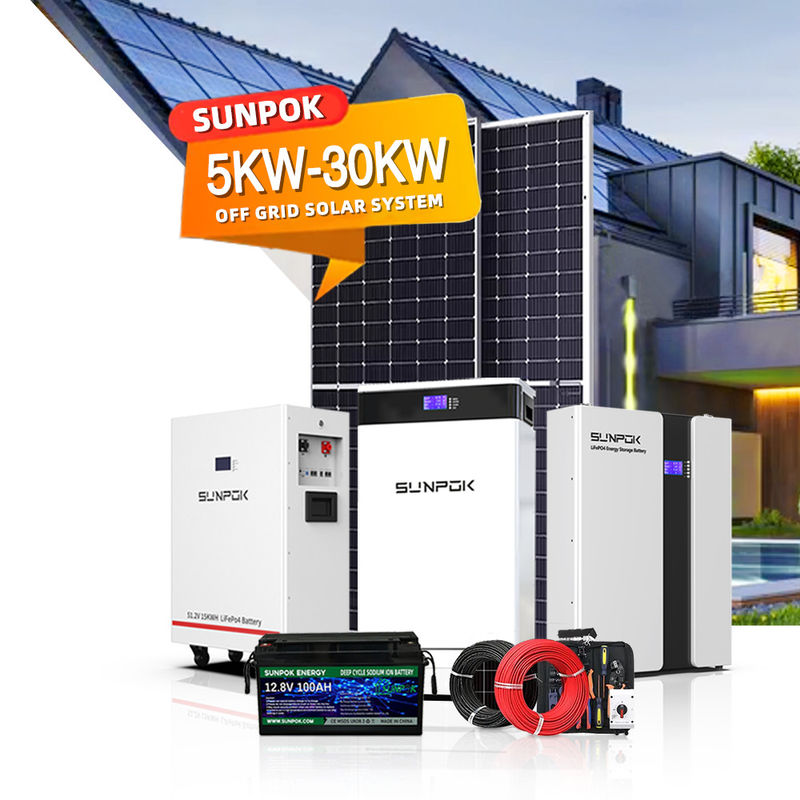 Sunpok 5Kw 6Kw 8Kw 10Kw 11Kw 12Kw 15Kw 20Kw Фотоэлектрический комплект оф-грида Солнечная энергия оф-грида Системы домашней электроэнергии