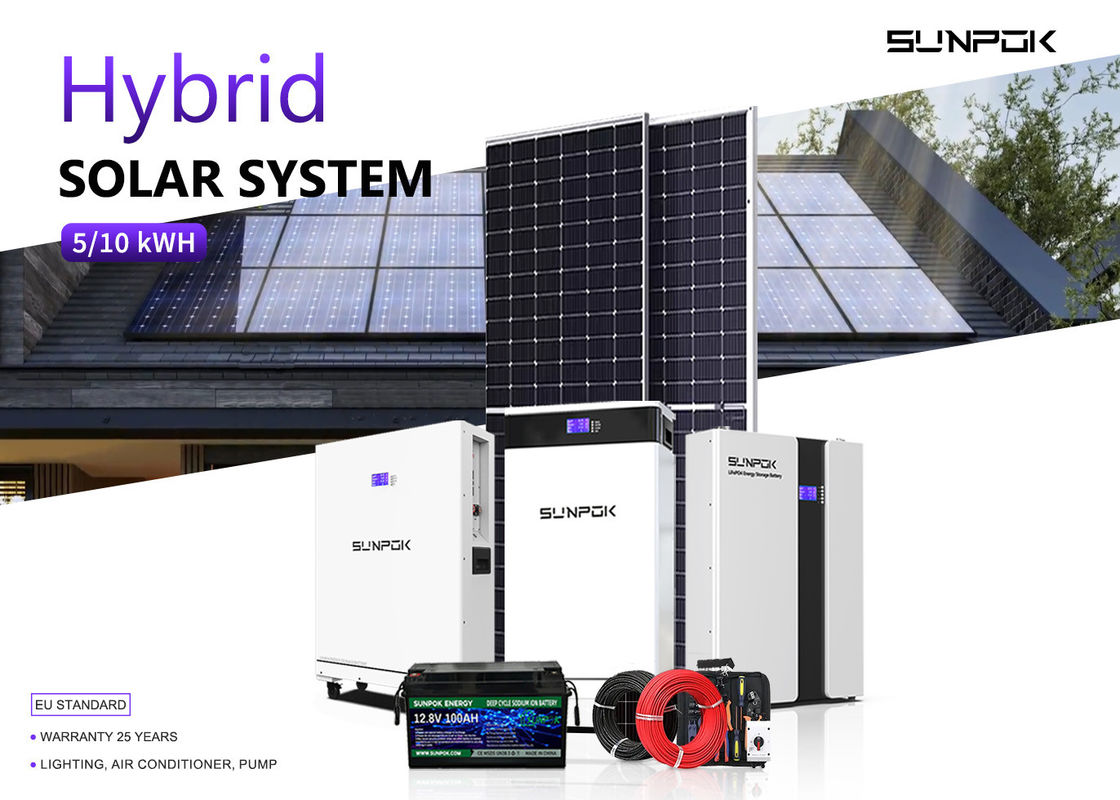 Гибридная система хранения солнечной энергии Литийные батареи 48v 200ah 15kwh 20kwh Крышевая установка