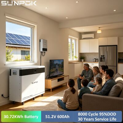 Sunpok Lifepo4 Battery 51.2V 600ah 30kw Solar Energy Storage Battery System Solar Lithium Battery Home Energy Storage