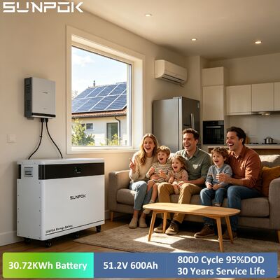 Sunpok High Capacity High Performance 30kwh 51.2v 600ah LiFePO4 Lithium Battery for Solar Energy Storage