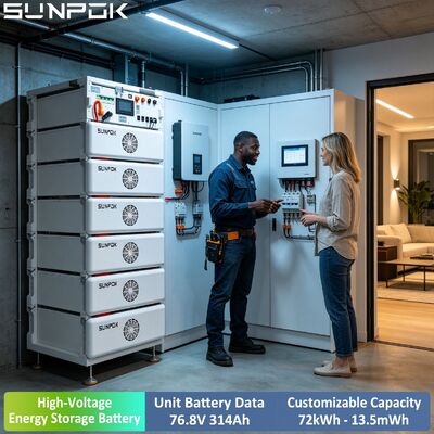 Аккумулятор SUNPOK LiFePO4 литий-ионный высоковольтный 24 кВтч, устанавливаемый в стойку, 76,8 В, 314 Ач, для автономных систем хранения энергии для коммерческих и промышленных предприятий