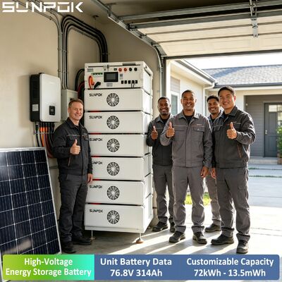 Солнечные источники бесперебойного питания Sunpok 24,12 кВтч 314 Ач 76,8 В высоковольтная солнечная литий-железо-фосфатная аккумуляторная батарея LFP для коммерческого использования