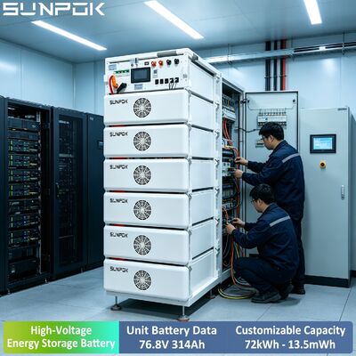 Sunpok 76.8V 314AH Высоковольтная литий-железо-фосфатная аккумуляторная батарея для хранения энергии 24.12 кВтч 265 кВтч Фотоэлектрическая гибридная система Промышленная коммерческая