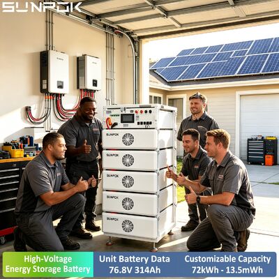 SUNPOK отключенная от сети система питания 192kWh LiFePO4 аккумулятор 102.4V 314Ah 50kW гибридный инвертор 6 конфигурация