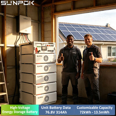 Аккумуляторные батареи SUNPOK High Voltage HV для систем хранения солнечной энергии 76.8V 314Ah литий-ионный аккумулятор