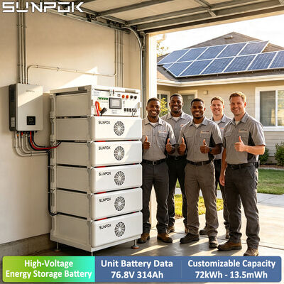 Аккумуляторная батарея SUNPOK 76.8V 314Ah для установки в стойку, высоковольтная, масштабируемая от 100 кВтч до 500 кВтч для промышленного хранения