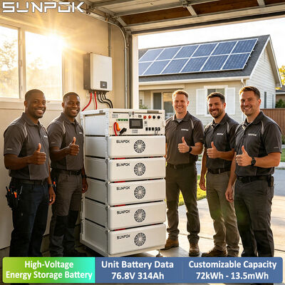 SUNPOK Lifepo4 Домашний аккумулятор 76.8V 314AH Литий-ионные батареи Пакет высоковольтные энергосберегающие батареи